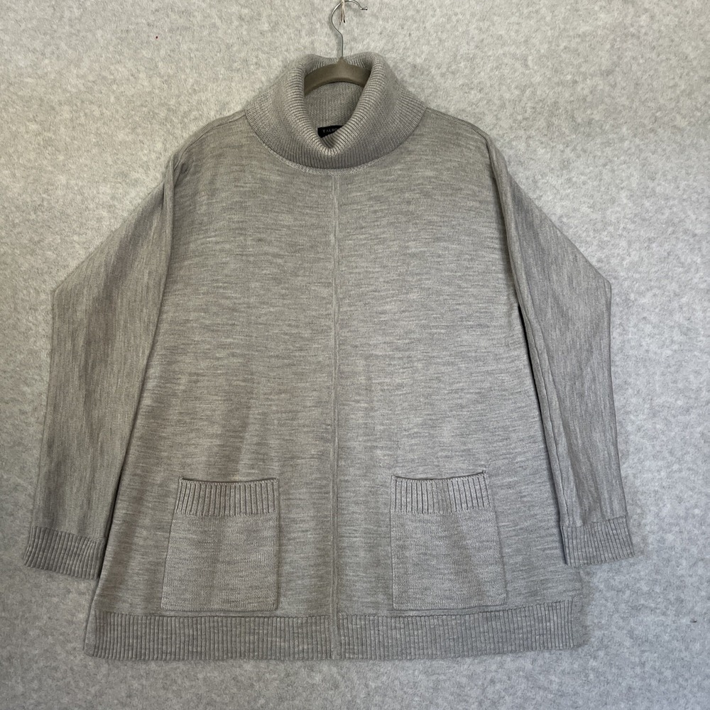 Talbots Merino Wool Tunic Sweater Gray Pockets Womens S Quiet Luxury Lagenlook - Picture 5 of 10